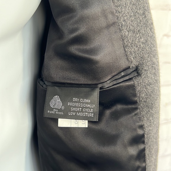 Vintage Christian Dior pure wool dark charcoal gray peacoat size - Picture 9 of 17